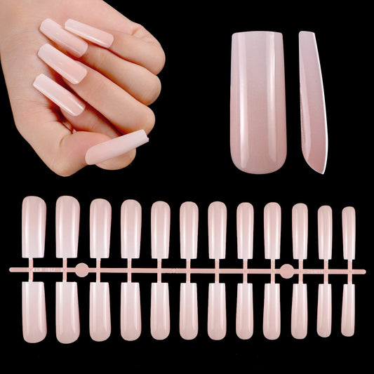 Fashionable Abs Gradient Pink French False Nail Tips Long
