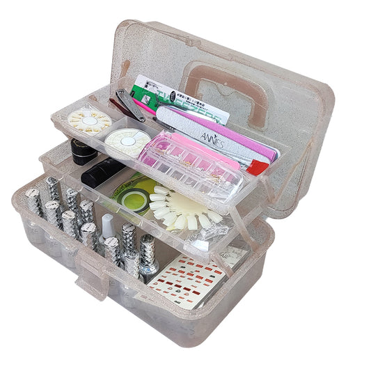 Multi Layer Nail Art Box Organizer With Nail Brushes For
