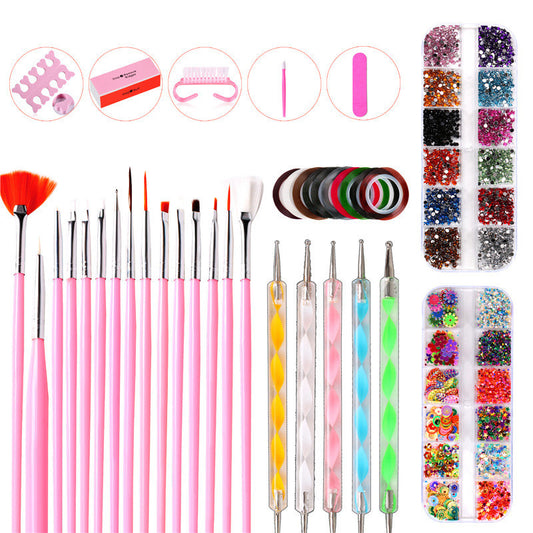 Hot Nail Art Tools Set File Nail Dust Brush