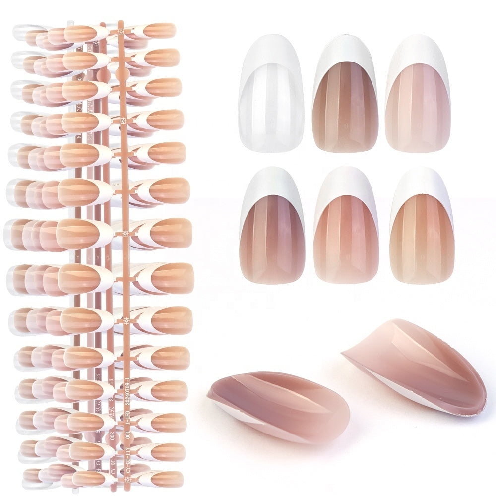 Gelsky Thick French Tip Press On Nails Short Almond