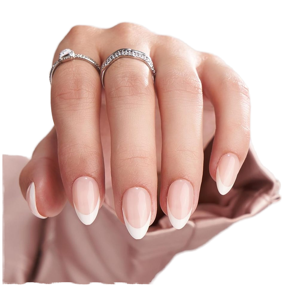 French Tip Short Almond Press Nails False Nails Reusable